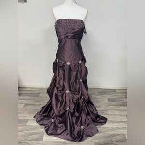 Strapless Dark Plum Evening Gown